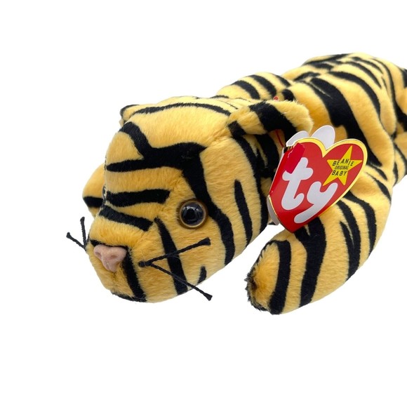 TY Beanie Babies Baby STRIPES the BENGAL TIGER Cat PVC Pellets RETIRED Vintage - Picture 2 of 14